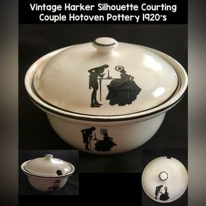 Vintage Harker Silhouette Courting Couple Hotoven Pottery 1920’s soup bowl/lid